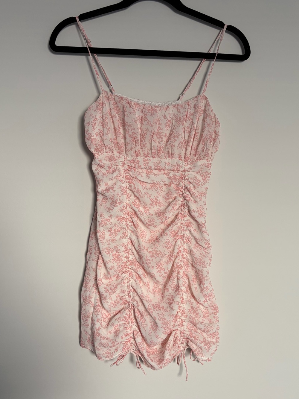 Princess Polly Pink Floral Ruched Mini Dress Coquette Cottagecore US 2